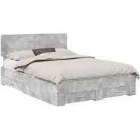 vidaXL Bedframe met lade Beton Grijs 150 x 200 cm Bewerkt hout