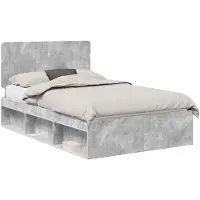 vidaXL Bedframe met hoofdeinde Beton 120 x 200 cm Massief grenenhout