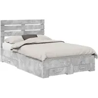 vidaXL Bedframe met lade Beton Grijs 120 x 200 cm Bewerkt hout