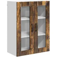 vidaXL Wandglas Kasten LUCCA Gerookt eiken 60 x 31 x 80 cm