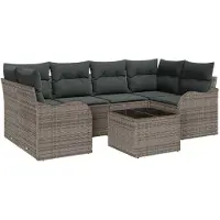 vidaXL Tuinbank Set 7 st 6-Aantal zitplaatsen Grijs
