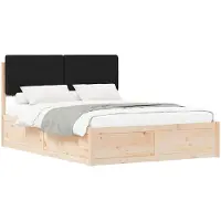 vidaXL Bedframe met gestoffeerd hoofdeinde, zwart, 160 x 200 cm