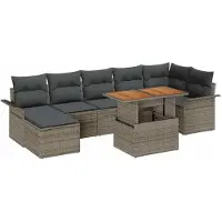 vidaXL Tuinbank Set 8 st Grijs poly rattan