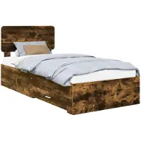 vidaXL Bedframe met lade Rook Eiken 90 x 190 cm Bewerkt hout