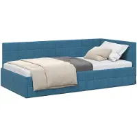 vidaXL Hoek Bed Frame met hoofdeinde Blauw 90 cm x 190 cm Fluweel
