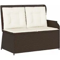vidaXL Tuinbank met kussen Zwart en Crème Wit poly rattan