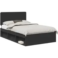 vidaXL Bedframe met hoofdeinde Zwart 120 x 200 cm Massief grenenhout