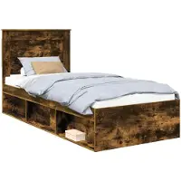 vidaXL Bedframe met lade Rook Eiken 75 x 190 cm Massief grenenhout