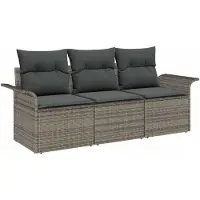 vidaXL Bankstel 3 st 3-Aantal zitplaatsen Grijs poly rattan