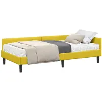 vidaXL Hoekbedframe met Matras Anders met hoofdeinde 2 st Geel Fluweel