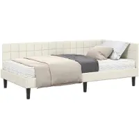 vidaXL Hoekbedframe met Matras met hoofdeinde 2 st Crème Fluweel