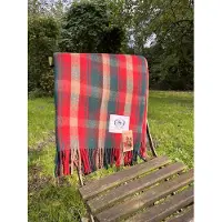 R&D Leder Wollen Tartan plaid Dark Maple 100% wol - warm - cadeau - geschenk - deken - natuurlijk - duurzaam