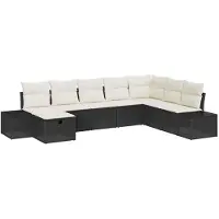 vidaXL Tuinbank Set 8 st Zwart poly rattan
