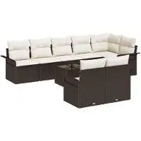 vidaXL Tuinbank Set 9 st Bruin poly rattan