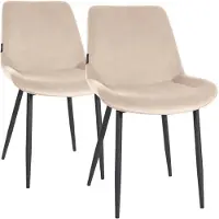 CLP Victoria Set van 2 eetkamerstoelen - Zonder armleuning - Vloerbeschermers - Velvet - Fluweel/creme