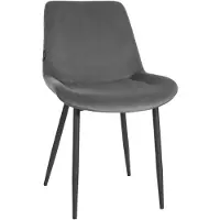 CLP Essstoel Victoria, fluweelbekleding, gestoffeerd met rugleuning, metalen frame, grijs