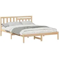 vidaXL Bedframe met hoofdeinde Bruin 140 x 200 cm Massief grenenhout
