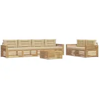 Syfax Buiten bankenset 7 pcs Wit en Beige Massief Acaciahout