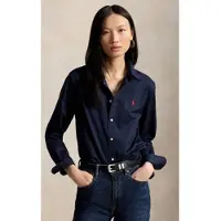 Ralph Lauren Dames Klassiek marineblauw overhemd van katoenen keperstof (M), Casual, Lange mouwen 211A92177014
