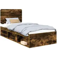 vidaXL Bedframe Rook Eiken 90 x 200 cm Massief grenenhout