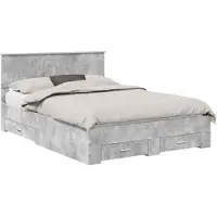 vidaXL Bedframe met lade Betongrijs 140 x 190 cm Bewerkt hout