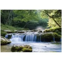 WALLARENA - Fotobehang - 200x140 cm - 3D waterval bos landschap slaapkamer woonkamer vliesbehang