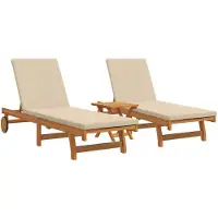 vidaXL Ligstoel 3 st Massief Acacia Hout Bruin