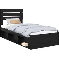 vidaXL Bedframe met hoofdeinde Zwart 90 x 190 cm Massief grenenhout