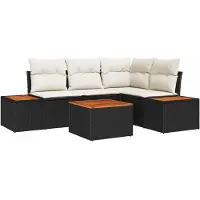 vidaXL Tuinset met tuinbank, 5 stuks, zwart, polyrotan