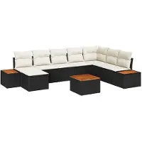 vidaXL Tuinbank Set 9 st 8-Aantal zitplaatsen Zwart en Crème