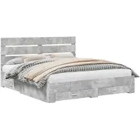 vidaXL Bedframe met lades, betonkleur, 180 x 200 cm, houtvezelplaat