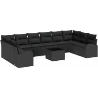 vidaXL Bankset, 11 stuks, zwart [Synthetisch]: Polyrotan