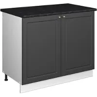 Vicco Wastafelkast Fame-Line, Anthrazit-Gold Landhaus/Wit, 100 cm, WB Antraciet