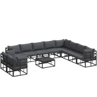 vidaXL Tuinset met 11 delen, zwart, aluminium