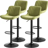 MODFU - Barkrukken Set Van 4 - Draaibaar En In Hoogte Verstelbaar - Modern - Voor Keuken Of Bar - Fluweel - Groen