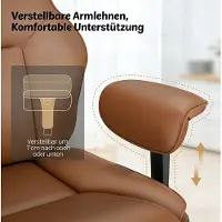 OKWISH Bureaustoel 77 x 71 x 118-125,5 cm - Ergonomisch, Draaibaar En Verstelbaar - Kantoor En Thuiswerk - Bruin