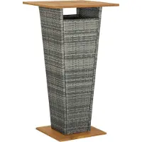 vidaXL Bartafel 60x60x110 cm poly rattan en massief acaciahout grijs