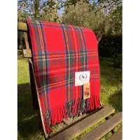 R&D Leder Wollen Tartan plaid Royal Stewart - Warm - Zacht - 100% WOL - tijdloos - Duurzaam - Ecologisch