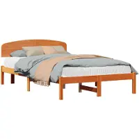 vidaXL Bedframe Wasbruin 135 x 190 cm Massief grenenhout