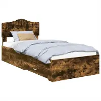 vidaXL Bedframe met lade Gerookt eiken 90 x 190 cm Bewerkt hout