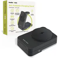 Mobile Origin 3-in-1 opvouwbare oplader met lamp, model PW28, zwart