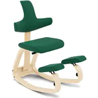 Varier Thatsit kniestoel met rugleuning Groen/Naturel | Tonal