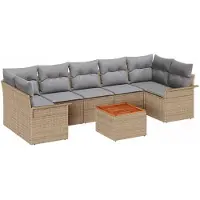 vidaXL Tuinbank Set 8 st 7-Aantal zitplaatsen Beige en Lichtgrijs