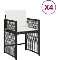 vidaXL Tuinstoelen 4 st met kussens poly rattan zwart