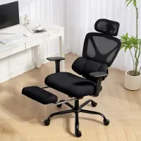 STILVORA Bureaustoel - Ergonomisch Netdesign - Verstelbare Hoofdsteun En Armleuningen - Kantoor En Thuiswerk - Kunststof - Zwart