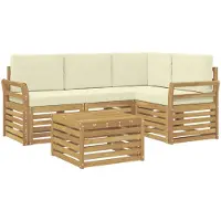 vidaXL Tuinset met 5 zitplaatsen, wit en crème, polyester