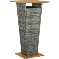 Syfax Bartafel 60x60x110 cm poly rattan en massief acaciahout grijs