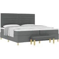 vidaXL Boxspring bed met matras Donkergrijs 200 x 200 cm Stof