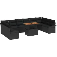 vidaXL Tuinbank Set 11 st Zwart poly rattan