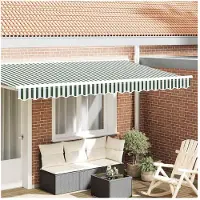 vidaXL vervangende markies volant Groen en Wit 380 x 20 cm Polyester